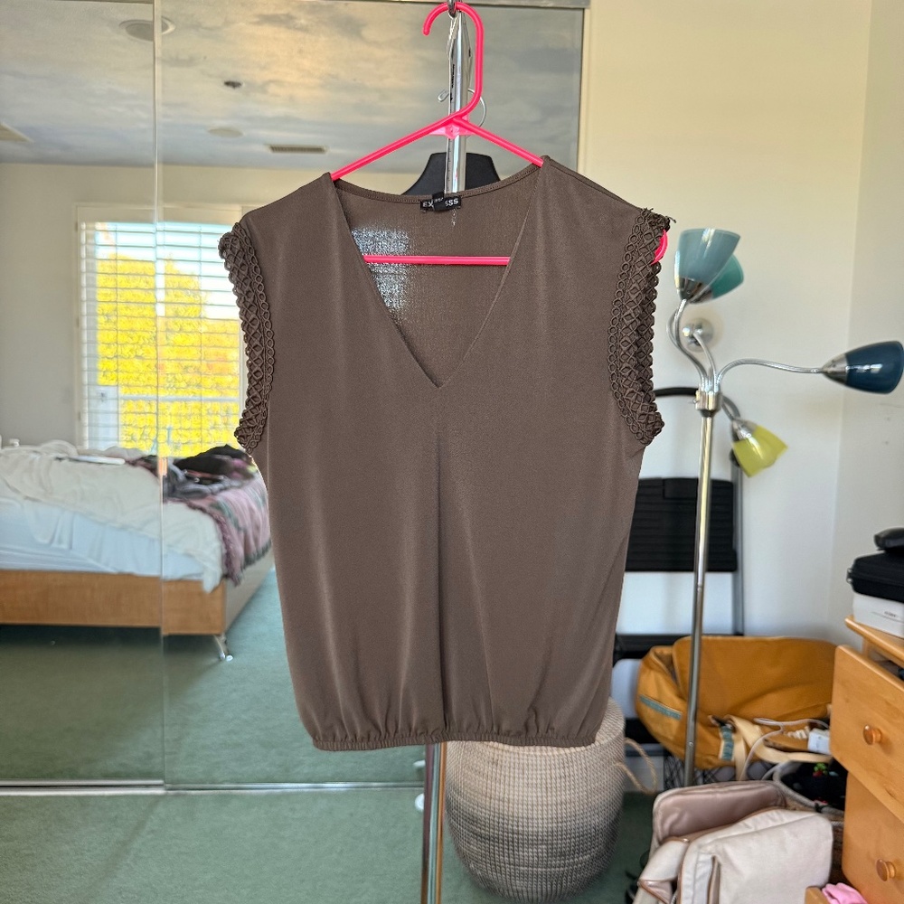 Express Olive Green Sleeveless Blouse